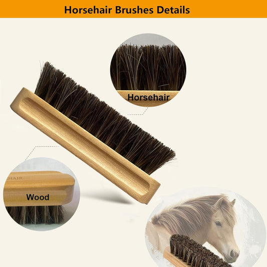 Horsehair Laundry Stain Brush 3 Pack Clothes Brush Shoes Soft Bristle Cleaning Brush Natural Wood Laundry Brush for Stains on Clothes Shoes Polishing Brush Shining Brushes