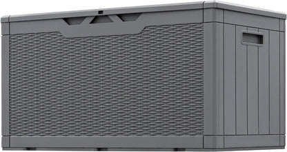 Greesum 110 Gallon Outdoor Storage Box with Lockable Lid, All-Weather for Patio Furniture, Pool Supplies & Garden Tools, Waterproof, UV-Resistant Large Deck Box, Dark Black