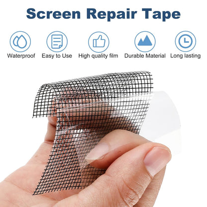 Jeffdad Black Window Screen Repair Tape, 2 in X 16 FT (200IN) | Mosquito Net Repair Tape Strong Adhesive Window Net Screen Patch Mesh Patch Tapes Screens Repairs Kit for Windows