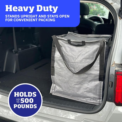 DURASACK XL 48-Gallon Zipper Top Heavy Duty Storage Tote Bags, Black | Rugged Woven Polypropylene Moving Bag, Reusable Self-Standing Design, Holds up to 500 Pounds