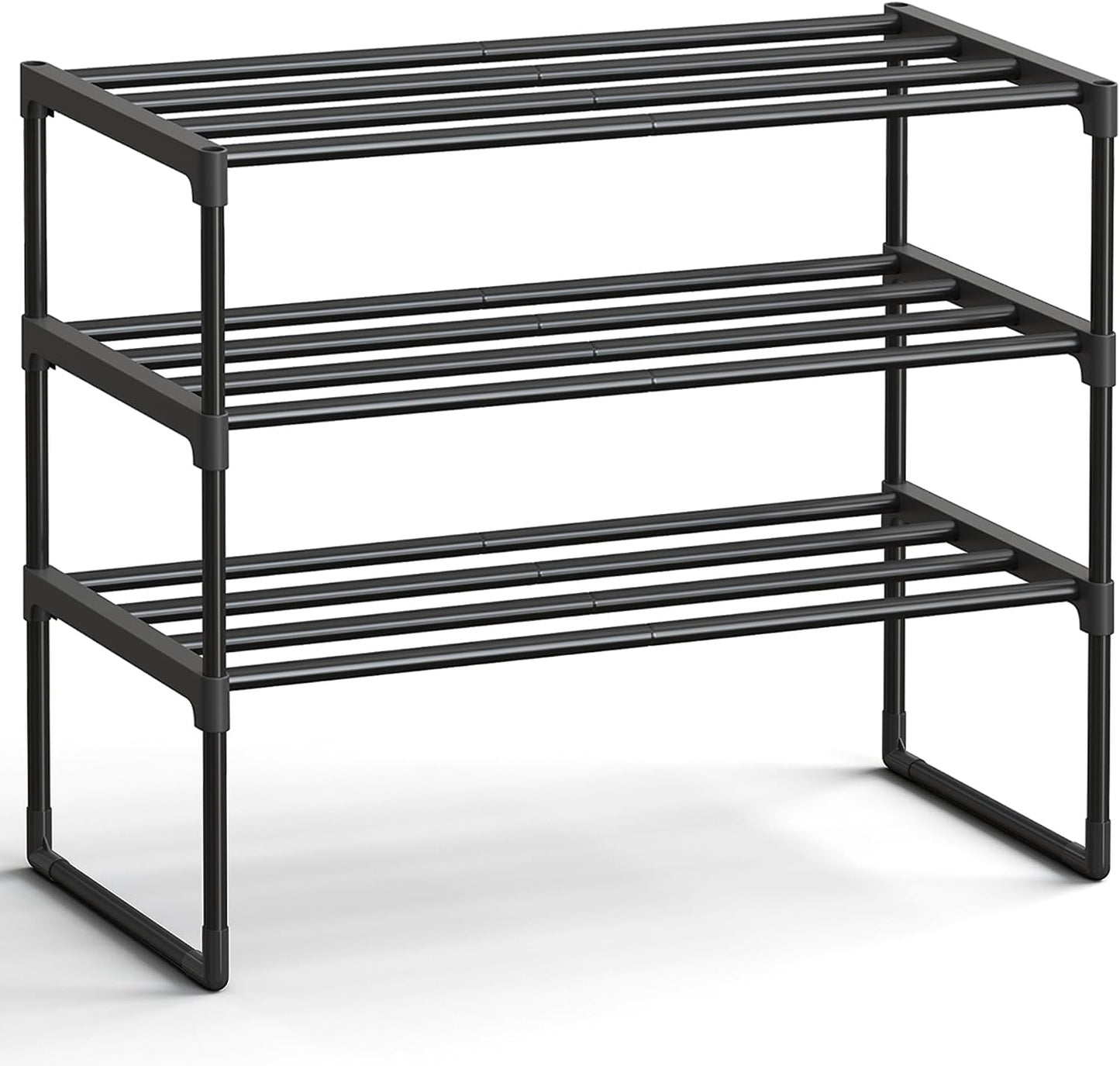 SONGMICS Shoe Rack, 6-Tier Shoe Organizer, Metal Storage Shelf, Upright or Upside Down, for 24-30 Pairs, Stackable, for Entryway, 11.8 x 36.2 x 42.7 Inches, Black ULSA306BH01