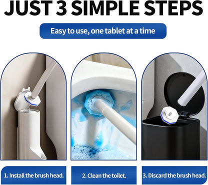 Disposable Toilet Brush - Toilet Bowl Cleaner, Toilet Cleaning Supplies, Toilet Brush with Holder, Toilet Bowl Cleaner Wands，40 Refills for Toilet Cleaning and Hygienic Bathroom Maintenance