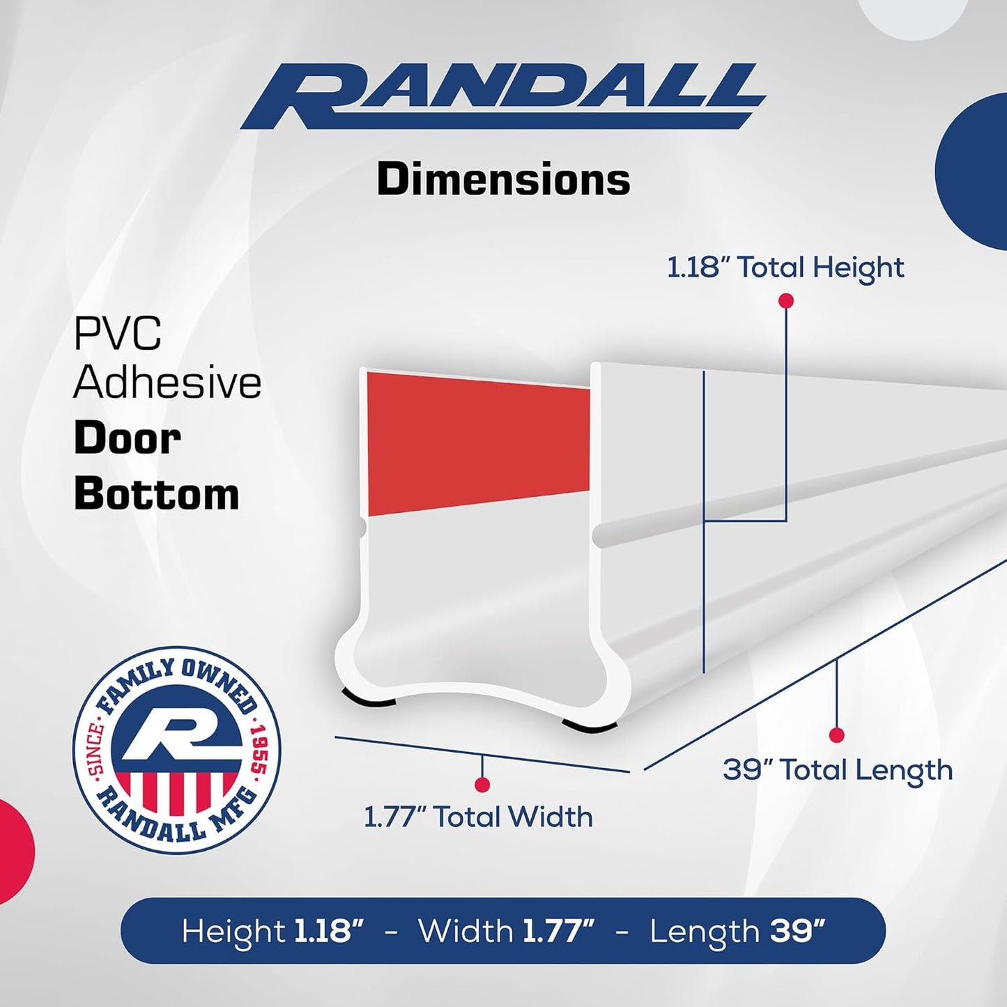 Flexible Adhesive PVC Door Bottom – 39” Long | Fits Standard 1 3/4” Doors | Self Stick Under Door Draft Stopper | Weather Stripping Seal for Noise, Dust, Air & Bug Protection (White, 39" Long)