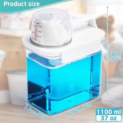 Provoue Laundry Detergent Dispenser-2 Pack, 37 oz Detergent Dispenser with 4 Removable Labels, Laundry Soap Dispenser for Laundry Room Organization and Storage, BPA Free & PET Plastic Clear