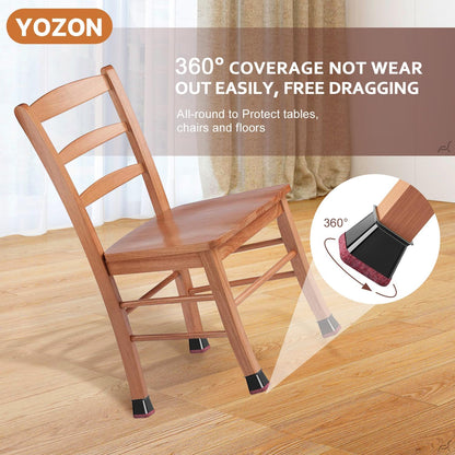 YOZON Chair Leg Floor Protectors Felt Furniture Pads Silicone Caps | Chair Leg Protectors for Hardwood Floors 32 Pack Anti-Scratch Reduce Noise Clear Round Medium Fit 3/4" to 1-3/16" (19-30mm)