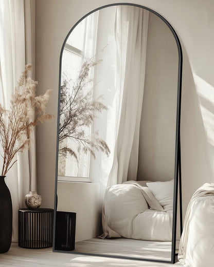 Full Length Mirror with Stand, 71"x28" Arched Full Body Large Stand Up Aluminum Frame Floor Standing Mirror, Freestanding Hanging Leaning Mounted for Bedroom Living Room Entryway Gold