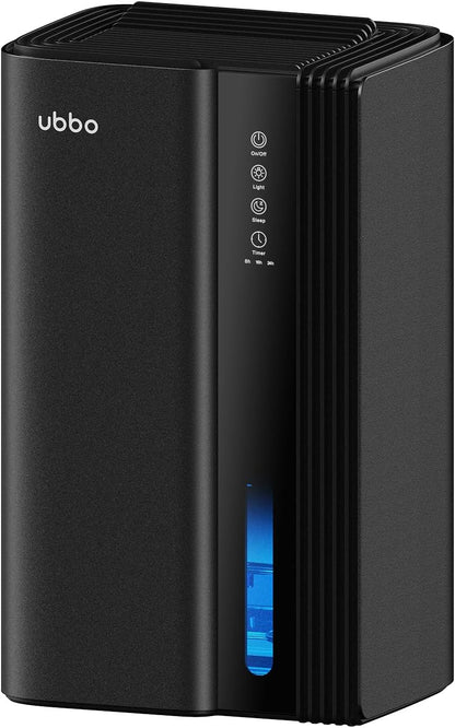 UBBO 95oz Dehumidifiers for Home, 1000 Sq.Ft Dehumidifier with Drain Hose - Auto Shut Off, Timer, Sleep Mode & Drain Hose - 7 Color Light for Bedroom, Bathroom, RV - Black Gold