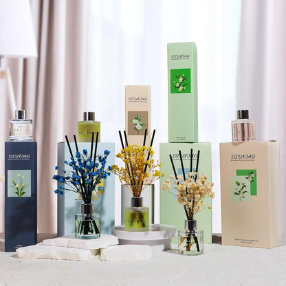 3 Pack Fragrance Reed Diffuser, 50ML Lavender Jasmine Lemongrass Aromatherapy Diffuser Set with 12 Black Fiber Sticks,Air Freshener for Bedroom Bathroom Office, 8.2X 6.6X 2.1 inch