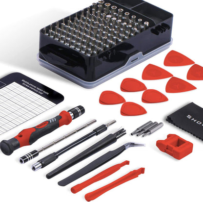 SHOWPIN Precision Computer Screwdriver Kit: 122PCS Laptop Screwdriver Sets | 101 Magnetic Drill Bits, Computer Accessories, Electronics Tool Kit Compatible for Tablet, PC, iPhone, PS4 Repair