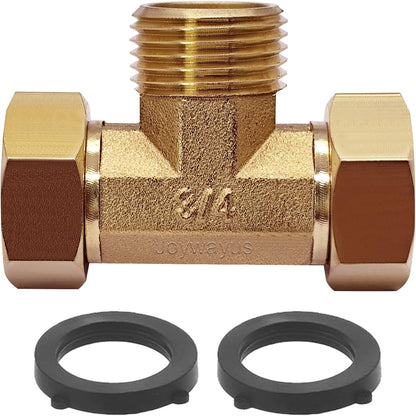 Joywayus 2PCS Brass 3/4" GHT Garden Hose Splitter Body Backyard 2 Way Y Shaped Swivel Connector Threaded Pipe Fitting Coupler Adapter with Washer