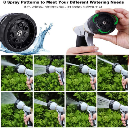 Garden Hose Nozzle Heavy Duty, High Pressure Adjustable 8 Patterns | Metal Water Hose Nozzle Volume Control Valve Attachment Hose Sprayer Nozzle for Outdoor Garden Watering Car Washing