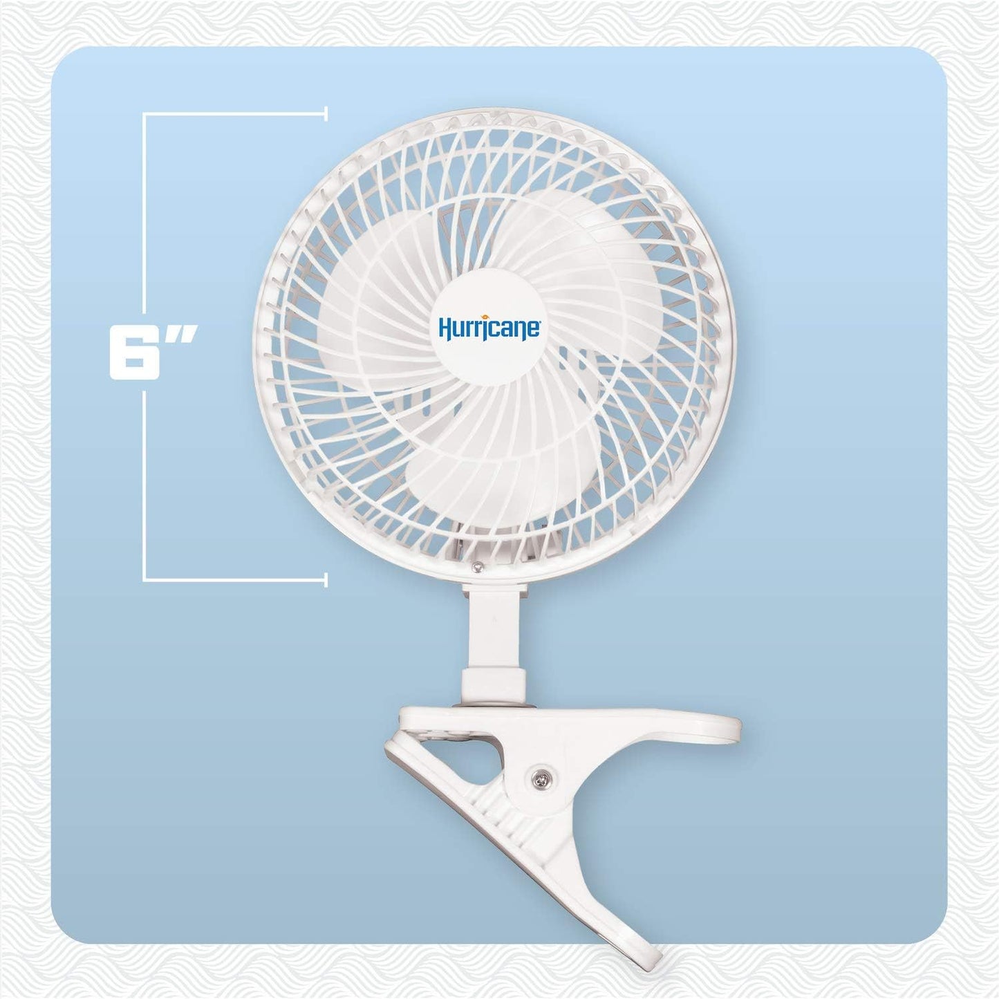Hurricane Classic 6 Inch Clip Fan, 2 Speed Portable Desk Table Fan with Tilt, White