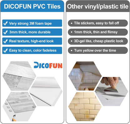 DICOFUN 10-Sheet Peel and Stick Backsplash Wall Tile, PVC Kitchen Backsplash Peel and Stick in Sandstone, 9.4 sq.ft
