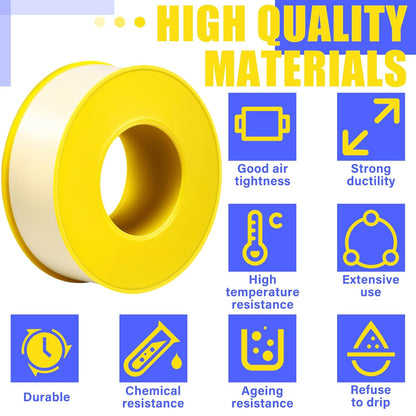 Pangda 8 Rolls Extra-Wide 3/4 Inch 390 Inch x 4 Mil Gas Pipe Thread Sealant Tape Yellow Gas Line PTFE Tape Thread Seal Tape Plumbers Pipe High Resistance Gas Leak Prevention for Gas Fittings
