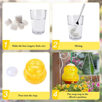 2 Pack Wasp Traps Outdoor Hanging Carpenter Bee Traps for Outside Yellow Jacket Trap Wasp Killers Bee Catcher Hornet Trap for Outdoor Farm Garden (Yellow)