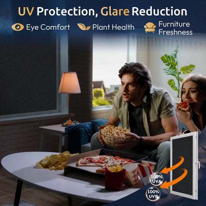 rabbitgoo Window Privacy Film for Glass Windows with Kit Decorative Clings UV Blocking Heat Control Static Cling Removable Bathroom Bedroom Door Home Coverings Pure, 17.5 X 78.7 inches