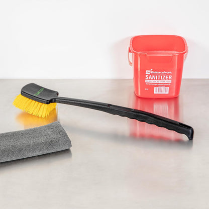 Restaurantware-Clean Tek Professional 10.24 Inch Utility Brush, 1 Heavy-Duty Scrub Brush - Plastic Bristles, Ergonomic Handle, Black Plastic Cleaning Scrub, Ideal for Indoor and Outdoor Cleaning