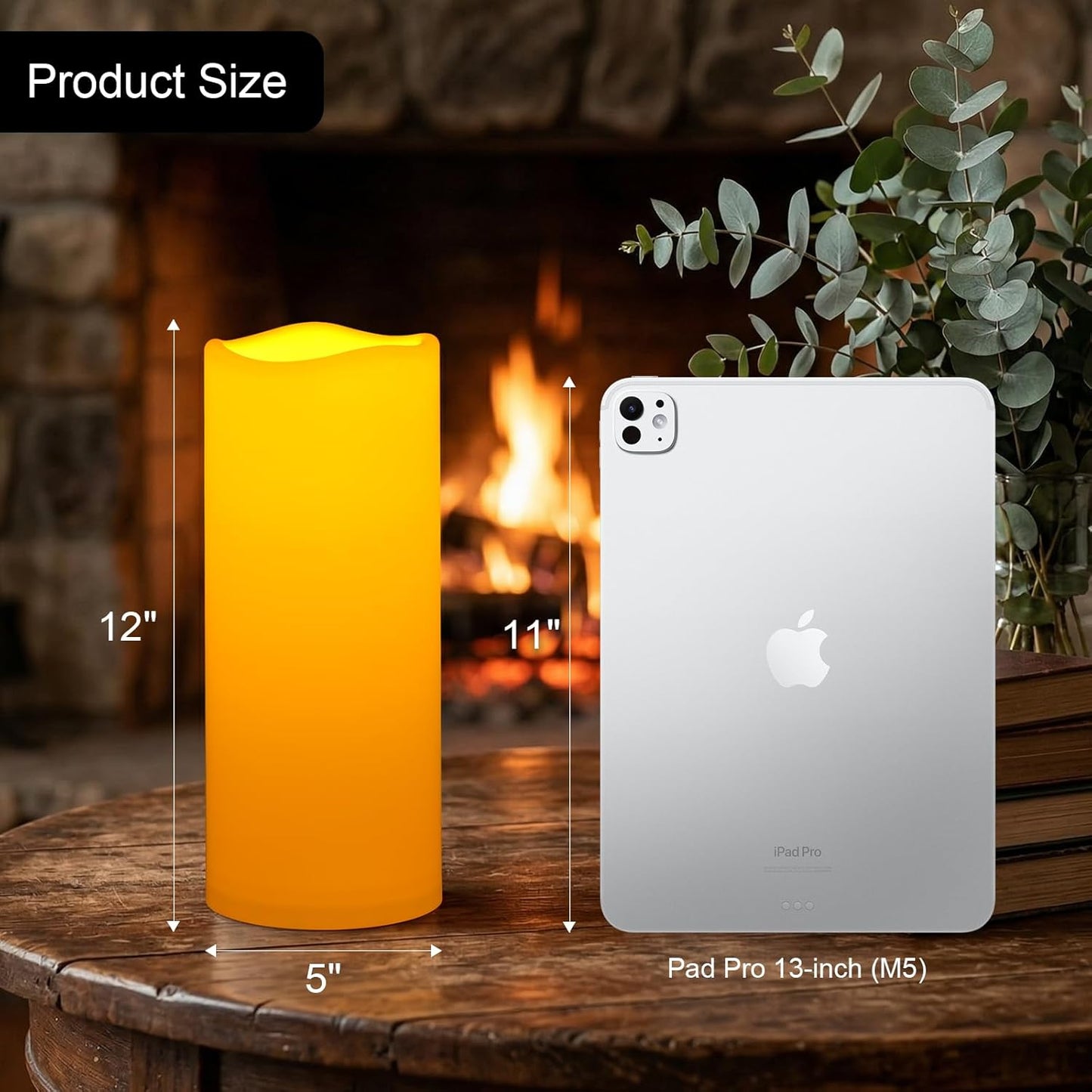 Amagic 3 Pack 4"x 6"8" 10" Outdoor Plastic Electric flameless Candles with Remote Control and Timer, Battery Operated Flickering LED Pillar Fake Candle for Home, Wedding Decor, Ivory