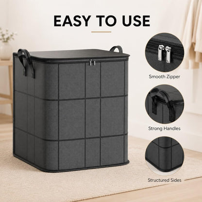 Spacious Moving Storage Bin Blanket Storage Bags with Zipper and Handles Large Foldable Bedding Winter Clothes Quilts Comforter Sweaters Organizer Machine Washable Capacity Fabric