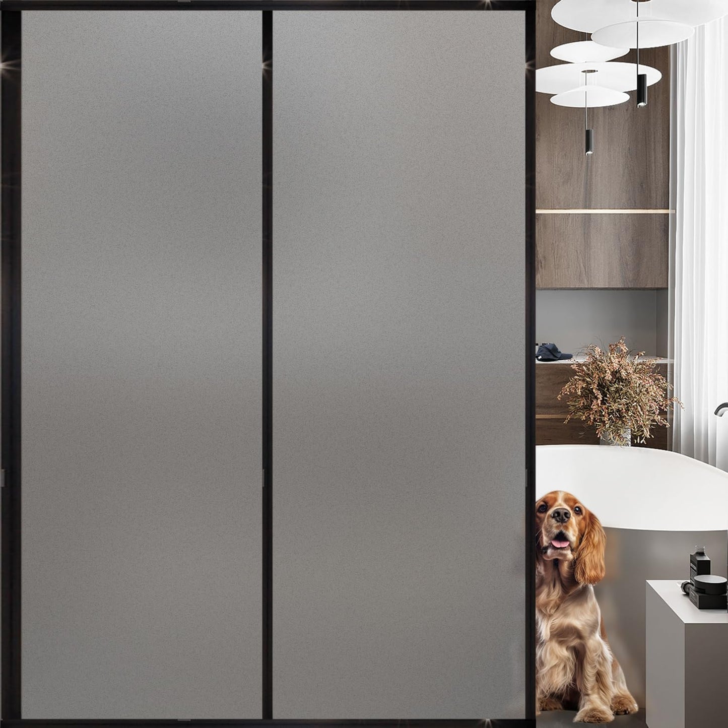 Frosted Window Film, Removable Glass Door Privacy Film, Suitable for Bathrooms, Offices, Static Cling Decorative Film, Reusable Window Stickers (Pure, 17.5X78.7 Inch)