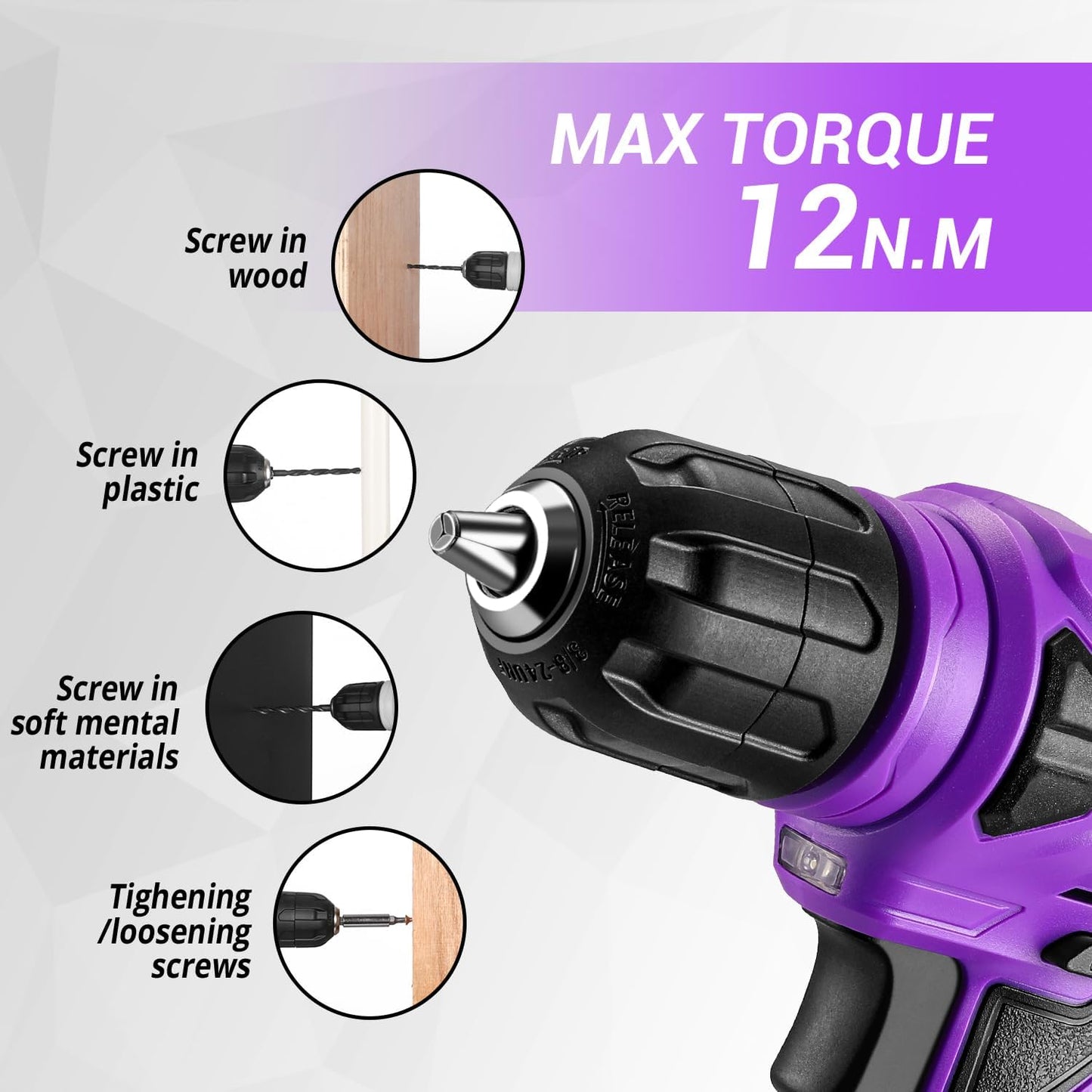 DEKOPRO Tool Set：Tool Kit with 8V Cordless Drill,Tool Box with Drill,Hand Drill Set for Men & Women,Home Tool Kits for House Repair,Handyman,DIY 126 Piece