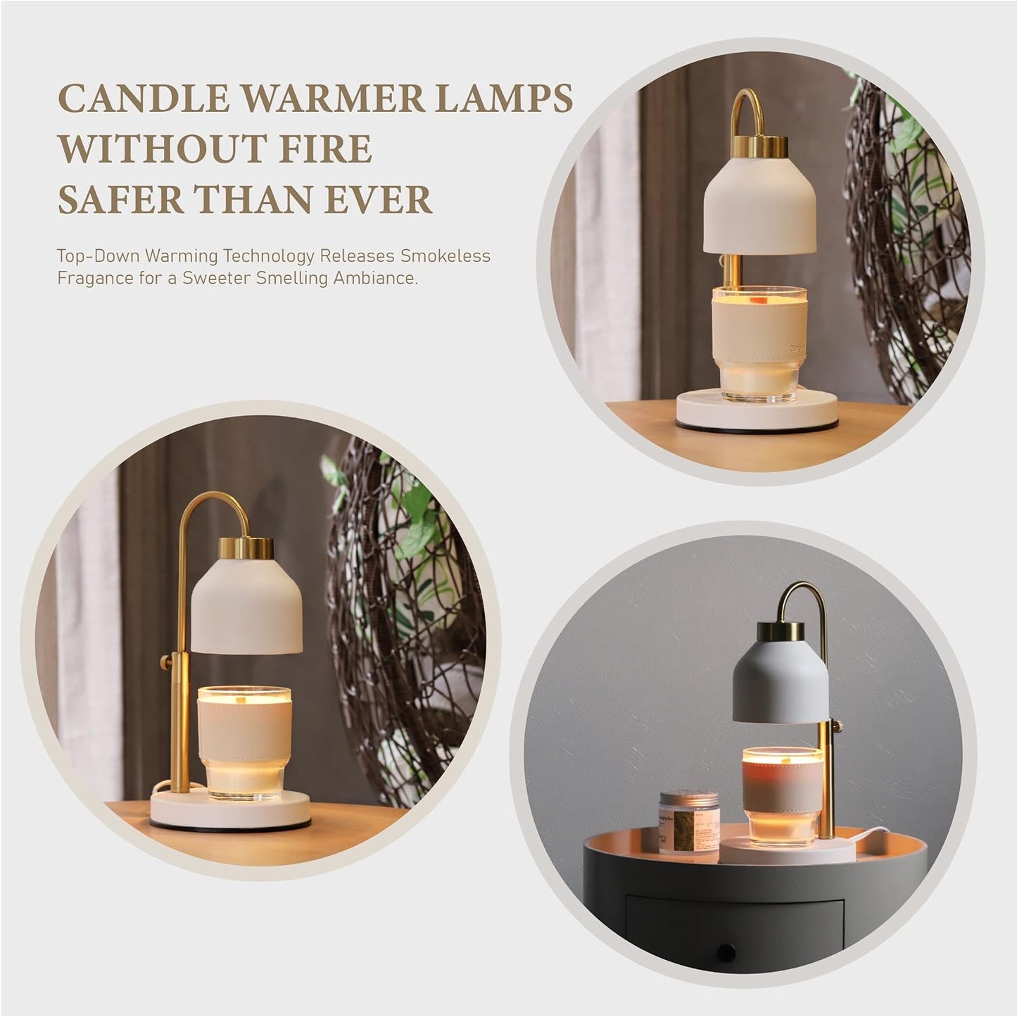 AIKUT Candle Warmer Lamp, with 2 Bulbs,Timer & Dimmer,Compatible with Large Yankee Candle Jars,3 Wick Candles,Height Adjustable Electric Top Candle Melter,White,110-120v
