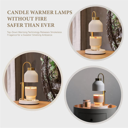 AIKUT Candle Warmer Lamp, with 2 Bulbs,Timer & Dimmer,Compatible with Large Yankee Candle Jars,3 Wick Candles,Height Adjustable Electric Top Candle Melter,White,110-120v