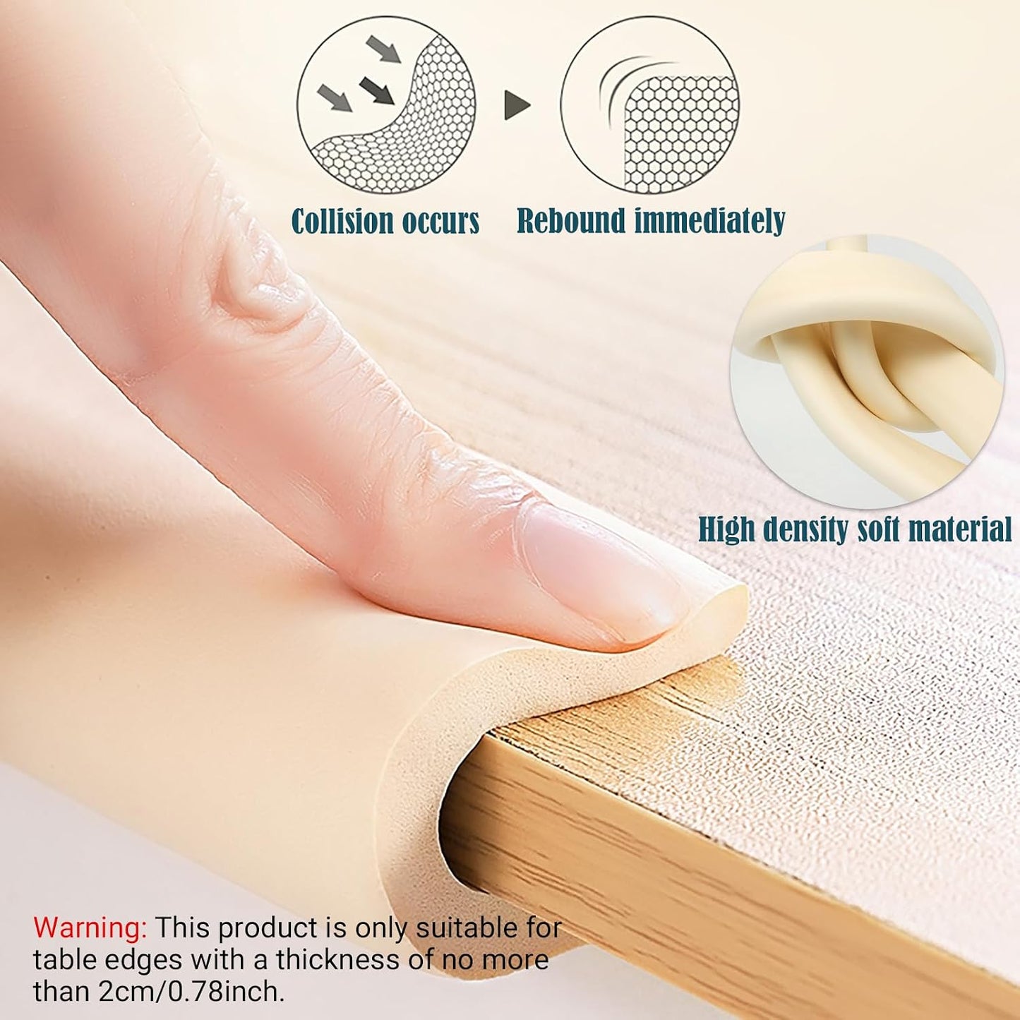 U Shape Foam Table Edge Protector for Baby,6.5 Ft/2m,Milky White | Foam Baby Proofing Safety Bumper Guard Strip, Corner Protectors For Kids, Suitable For Furniture Fireplace Desk