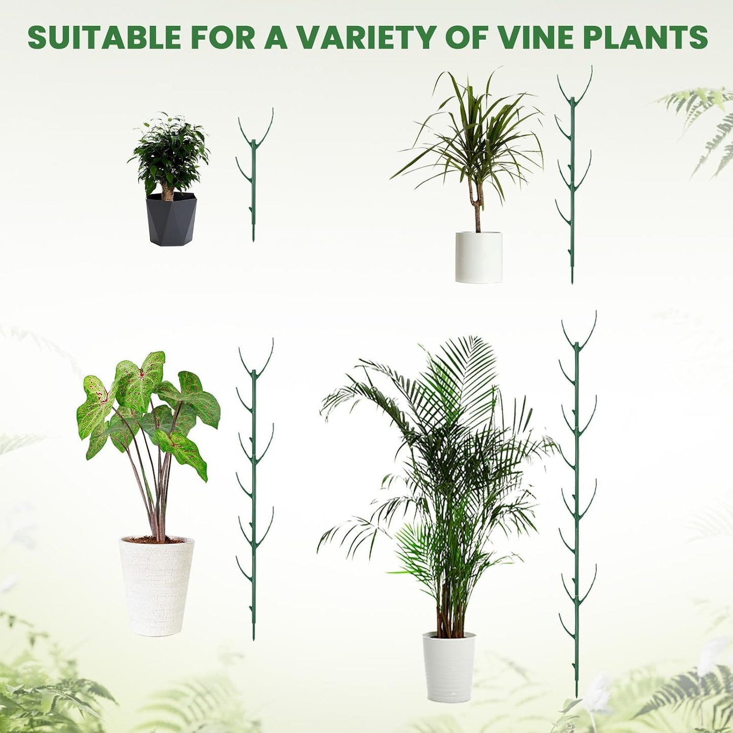 5 Pack Monstera Plants Support Stackable Plant Support Stakes Pothos Climber Supports Vine Plant Sticks Stakes with Plants Clips Ties for Indoor Outdoor Vine Orchid Perfect Moss Pole Replacement