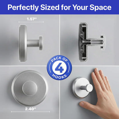HOME SO Suction Cup Hooks for Shower & Bathroom Towel Holder 2-Pack – Suction Cups Hooks for Hanging Towels, Robes, & Coats - Tiles, Glass Door or Mirror – Shower Hooks & Towel Hooks Organizer - Black