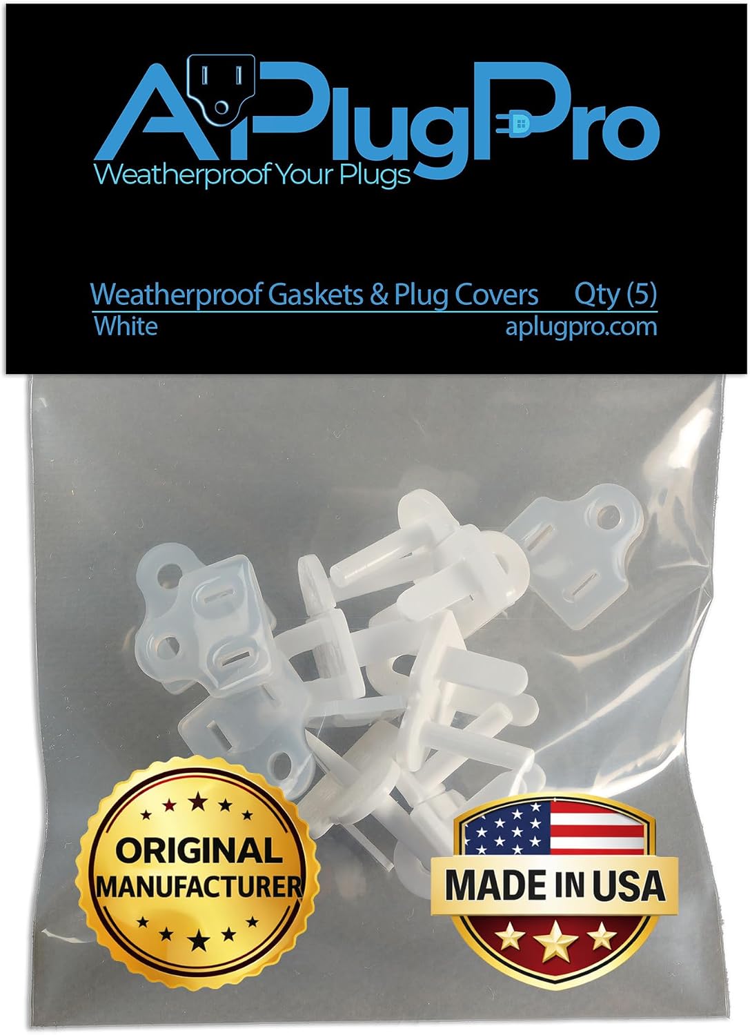 (Set of 10, White0 The Original Weatherproof Gaskets & Plug Covers - Made in USA, Outdoor Waterproof GFCI Protectors, Christmas Light Installation, Extension Cords, Stop GFCIs from Tripping