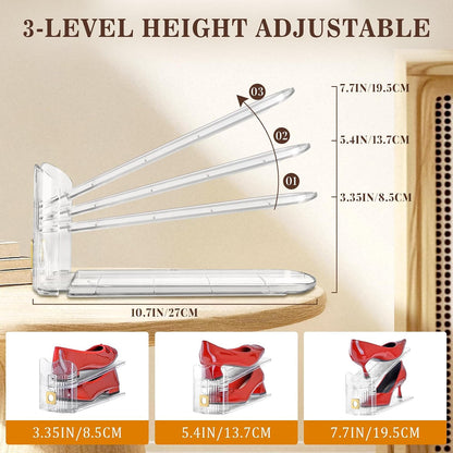 Adjustable Shoe Slots Organizer,12PACK Transparent Shoe Stackers Shoe Rack Holder Shoe Space Savers Double Layer Stack Shoe Racks for Closet Organization(Transparent)
