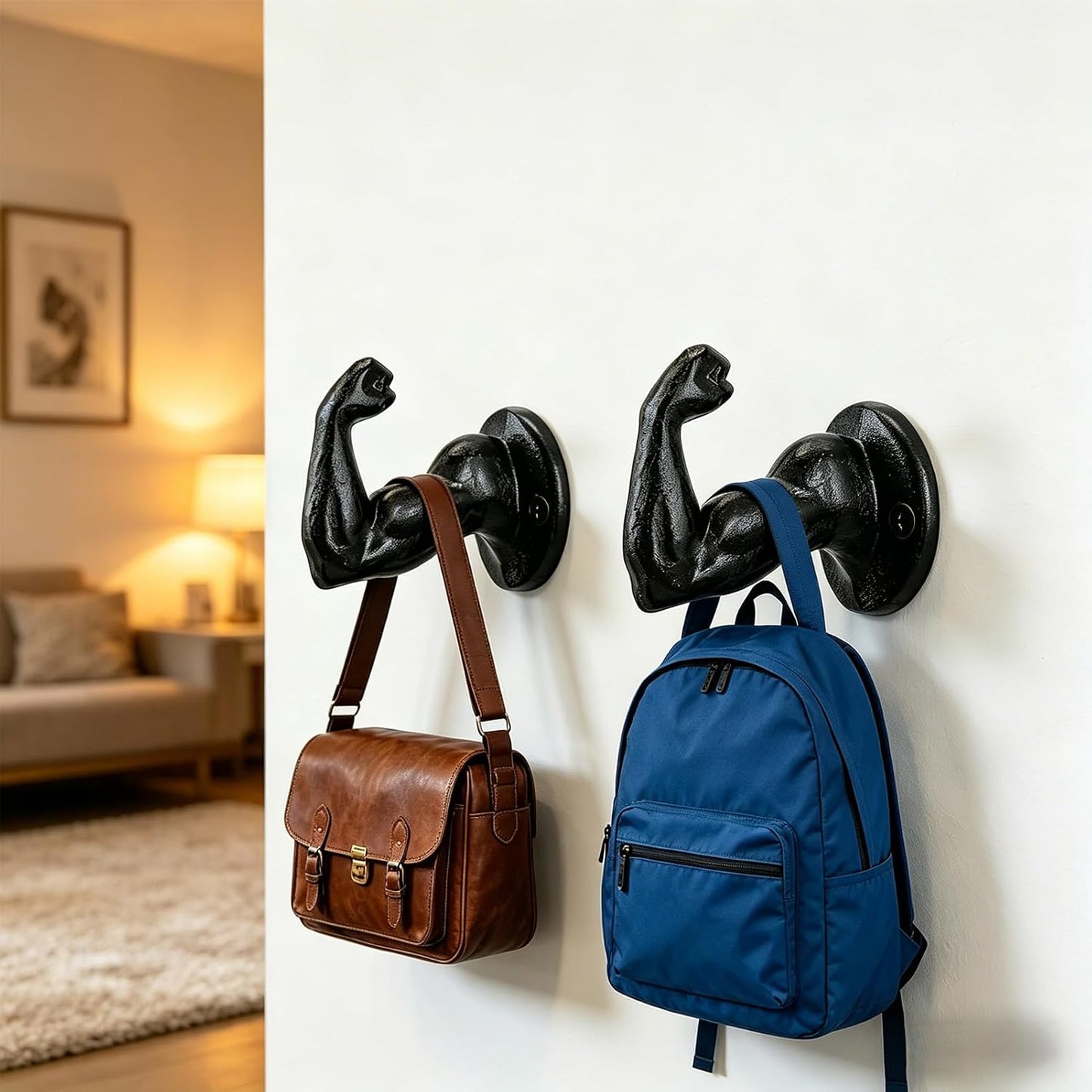Coat Hooks Wall Mounted, Rustic Bat Key Hook Holder, Heavy Duty Decorative Black Wall Hooks for Mudroom, Towels, Hat Rack, Purse Hooks, Cast Iron Decorative ‎Antique Black Hooks