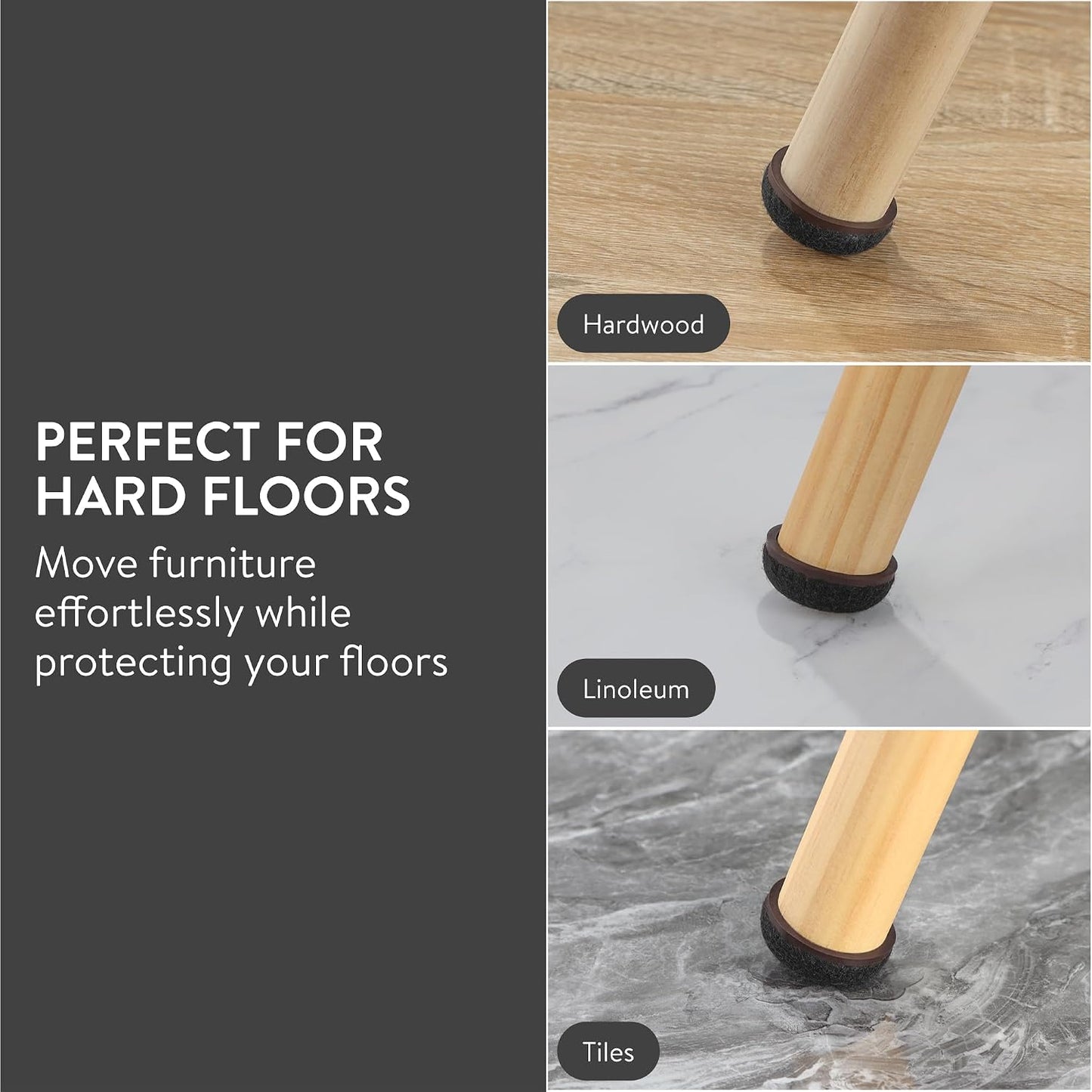 Aneaseit Felt Furniture Pads - Round Chair & Table Leg Protection for Hardwood Floors - Heavy Duty Floor Protectors - Pad Sliders for Chair Legs - 1 inch (25mm) 8 Pack - Black