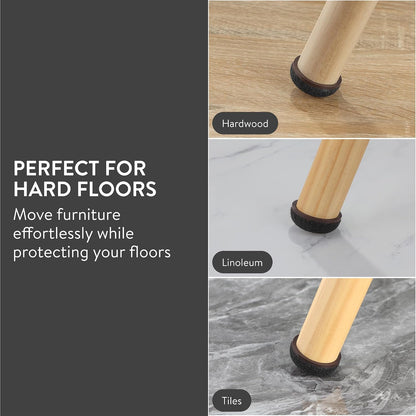 Aneaseit Felt Furniture Pads - Round Chair & Table Leg Protection for Hardwood Floors - Heavy Duty Floor Protectors - Pad Sliders for Chair Legs - 1 inch (25mm) 8 Pack - Black