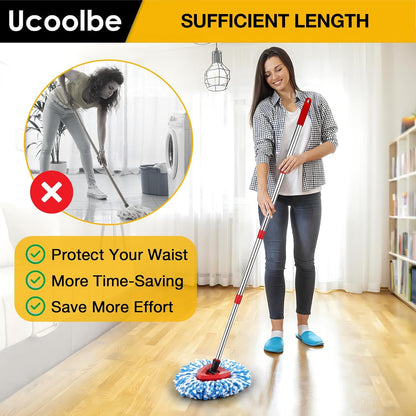 Spin Mop Replacement Head for O Cedar 2 Tank RinseClean, 4 Microfiber mop Refill, 1 Scrub Brush, 1 Mop Stick, 1 Mops Base, Deep Cleaning, 30" to 58" Mop Handle Replacement