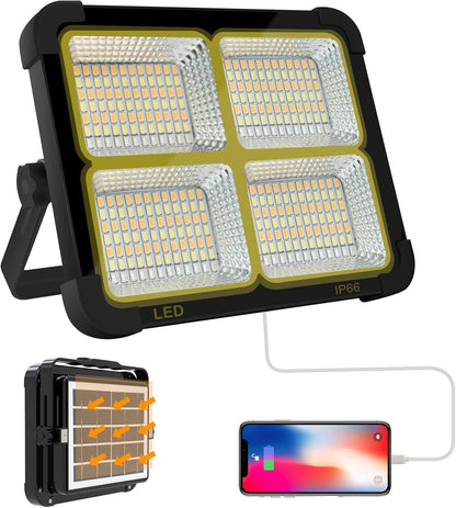 Portable LED Work Solar Light 100W 16500mAh 10000 LM with Stepless Brightness Job Site Battery Rechargeable LED Floor Light for Emergency Worklight for Hurricane