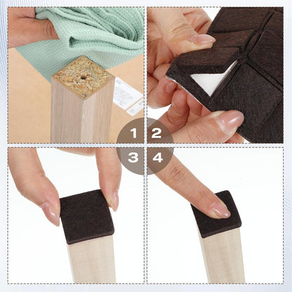 48Pcs Felt Furniture Pads, 1 inch Square Chair Leg Floor Protectors | Self-Adhesive Table Leg Floor Protectors Chair Felt Pads for Hardwood Floors (Brown)