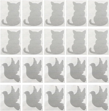 Ximimark 20 PCS Cat-Shaped Window Screen Repair Patches - Strong Adhesive for Pet Mesh Screen Door Repairs