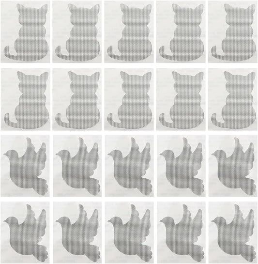 Ximimark 20 PCS Cat-Shaped Window Screen Repair Patches - Strong Adhesive for Pet Mesh Screen Door Repairs
