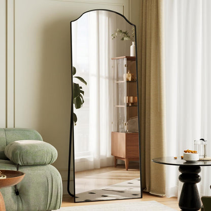 VooBang Triple-Arched Mirror Full Length, 65" x 24" Floor Mirror with Stand, Matte Aluminum Alloy Frame Full Body Mirror, Standing Hanging or Leaning for Bedroom and Living Room, Black