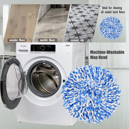 4 Pack Spin Mop Replacement Heads Microfiber Mop Refills Compatible with 2 Tank System Replace Head Safe for Cleaning All Hard-surfaced Floors Includes 1 Extra Mop Replacement Base