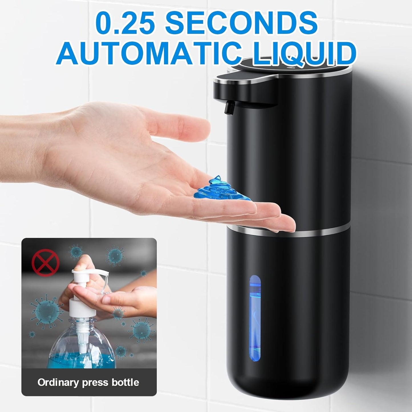 Fantictas Automatic Foaming Soap Dispenser Foaming Hand Sanitizer Touchless 1500mAh Soap Dispenser Rechargeable with Sensor for Bathroom Kitchen 13.5oz/380ml