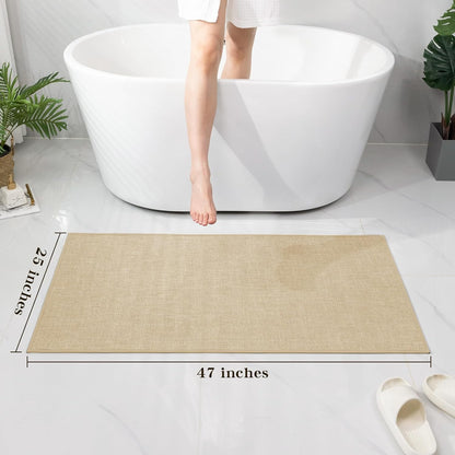 chakme Bathroom Rugs Mat 24x17, Ultra Thin Non Slip Bath Mat Small Quick Dry Absorbent Bath Mat for Bathroom Floor, (Dark Beige, 24"x17")