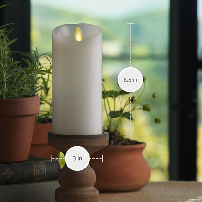 Luminara Flameless LED Battery Operated Ivory Pillar Candle, Flickering Realistic Moving Flame, 3" x 4.5" Luminous Real Wax Indoor Home Decor Pack of 1