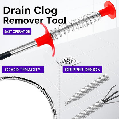 Drain Snake, Drain Cleaner & Hair Clog Remover Tool – Flexible Plumbing Snake for Toilet, Sink, Shower, Bathtub – Heavy Duty Manual Drain Auger with Grabber (35inches, 63inches, 79inches)