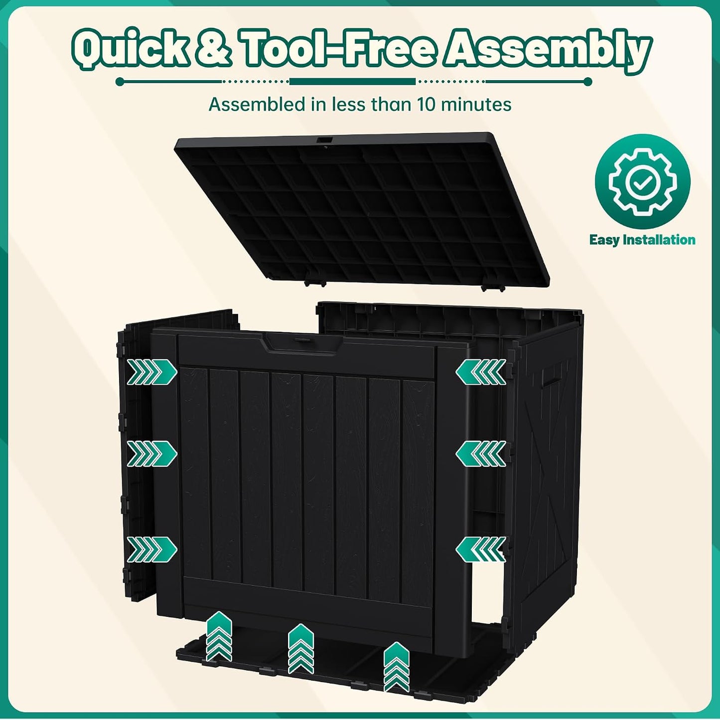 Devoko 30 Gallon Resin Deck Box Waterproof Outdoor Storage Box for Patio Furniture Pool Accessories Indoor Storage for Cushion Garden Tools (30 Gallon, Black)