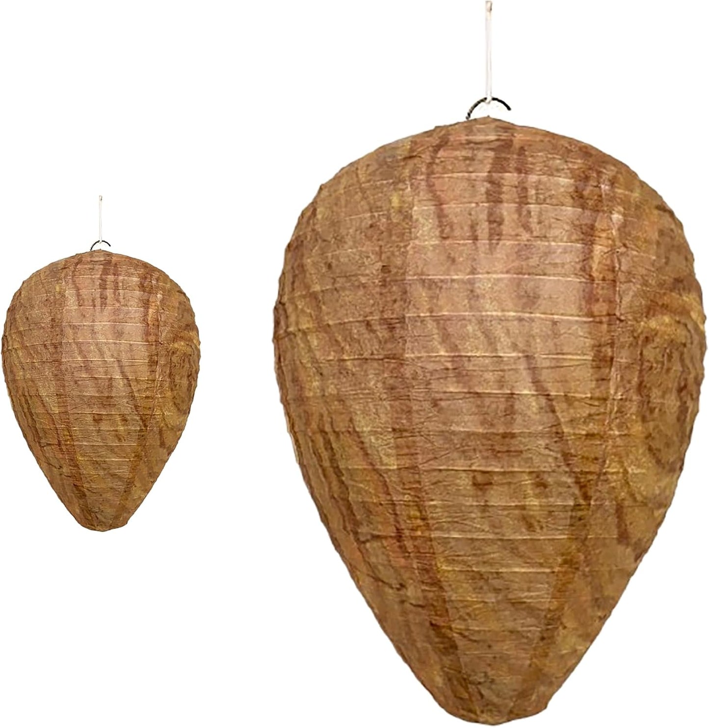 PESTEZE USA 2 Pack Hanging Wasp Nest Decoy [11.8 x 8.6 Inch]—Faux Wasp, Hornet and Yellow Jacket Deterrent for Outdoor Spaces. Simulated Rival Hives Help Prevent New Nests Without Any Harsh Chemicals