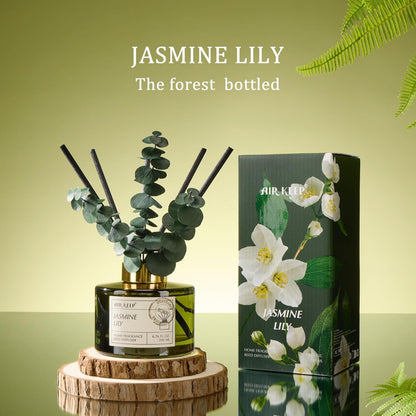 Airkeep Reed Diffuser Set with 6.76 fl oz Forest Mist Scent Essential Oils and 3 Leaves & 8 Diffuser Sticks,Bathroom Shelf Decor & Air Freshener, House Bedroom Office Decor & Gifts