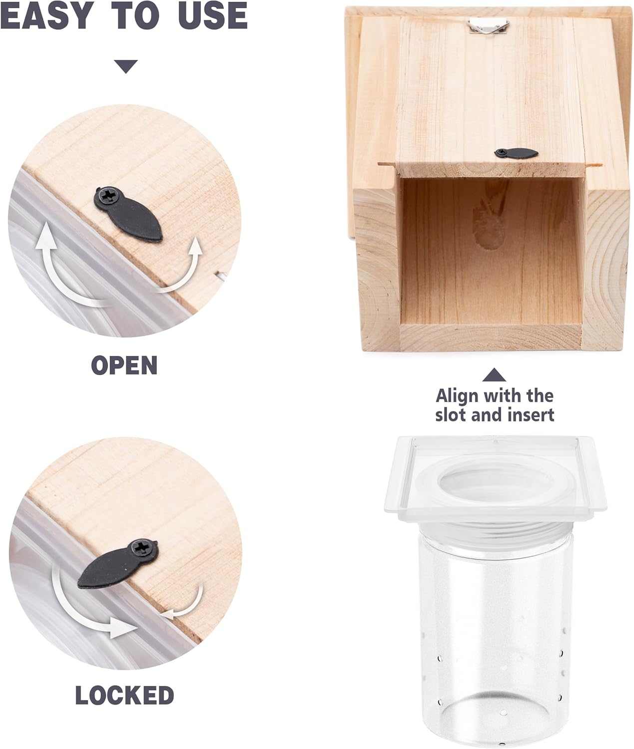 Carpenter Bee Trap for Outside - Pentroof Style Nature Hanging Wood Carpenter Bee Traps Outdoor - Best Bee Trap - Insect Traps with Removable Vault
